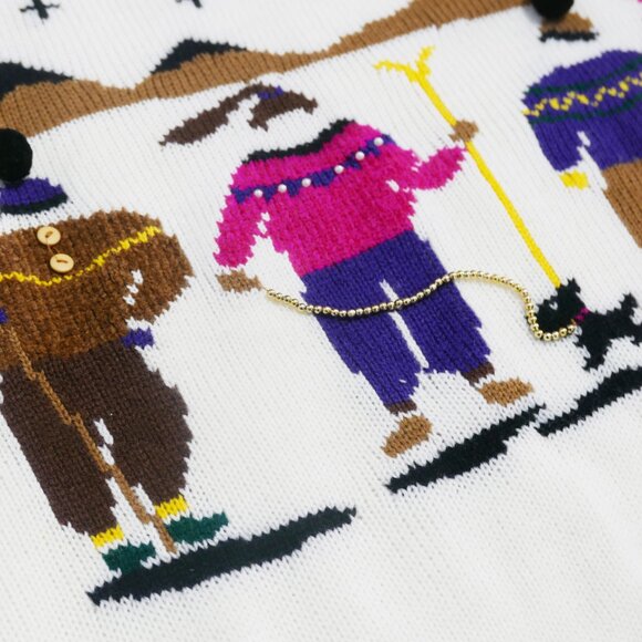 Vintage 1990s Novelty Skiers Sweater, size XL - Picture 3 of 5